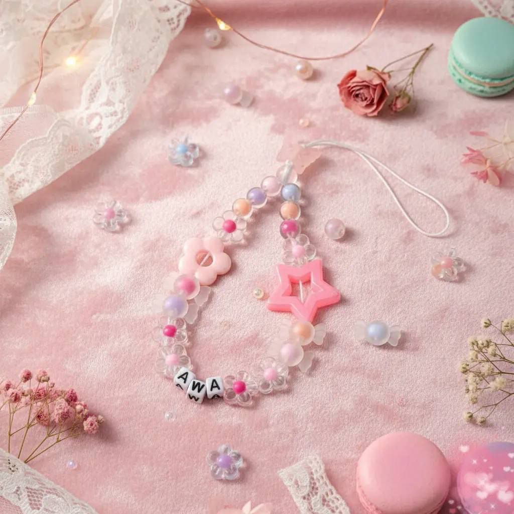 Gantungan HP Manik-Manik Lucu - Strap HP Aesthetic - Gantungan Kunci Manik-Manik