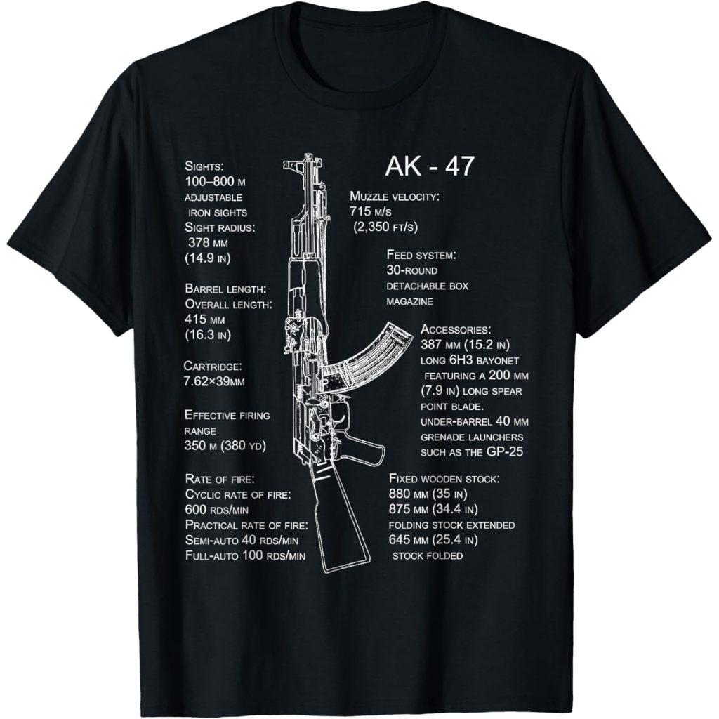 Baju Kaos Anak AK-47 T-Shirt TShirt Shirt AK-47 Blueprint T-Shirt