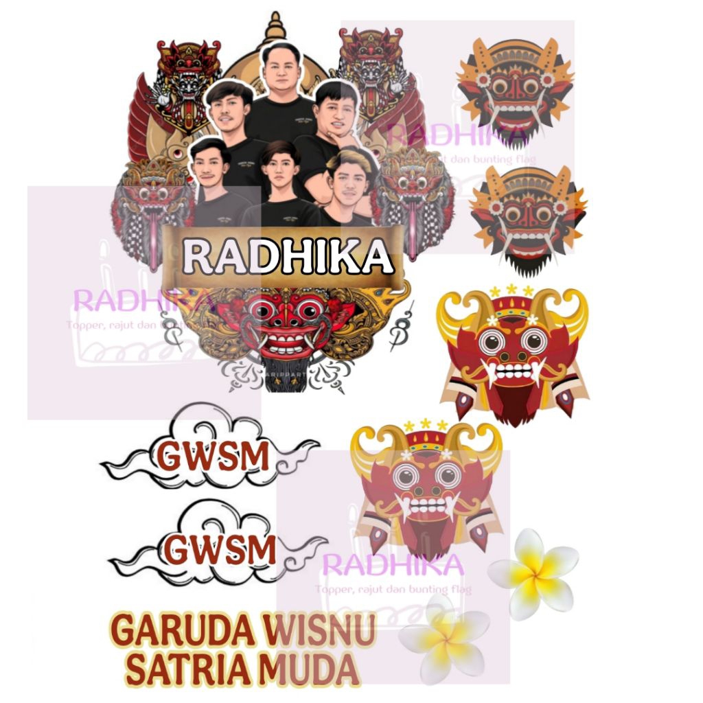 Topper GWSM barong Hiasan cake custom Nama