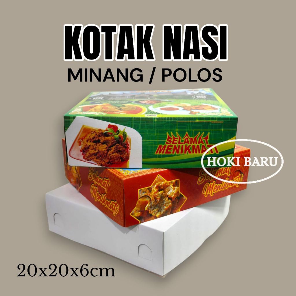 [100 Pcs] KOTAK NASI MINANG / BOX NASI KOTAK SELAMAT MENIKMATI / KOTAK NASI PADANG 20X20 / KOTAK NAS