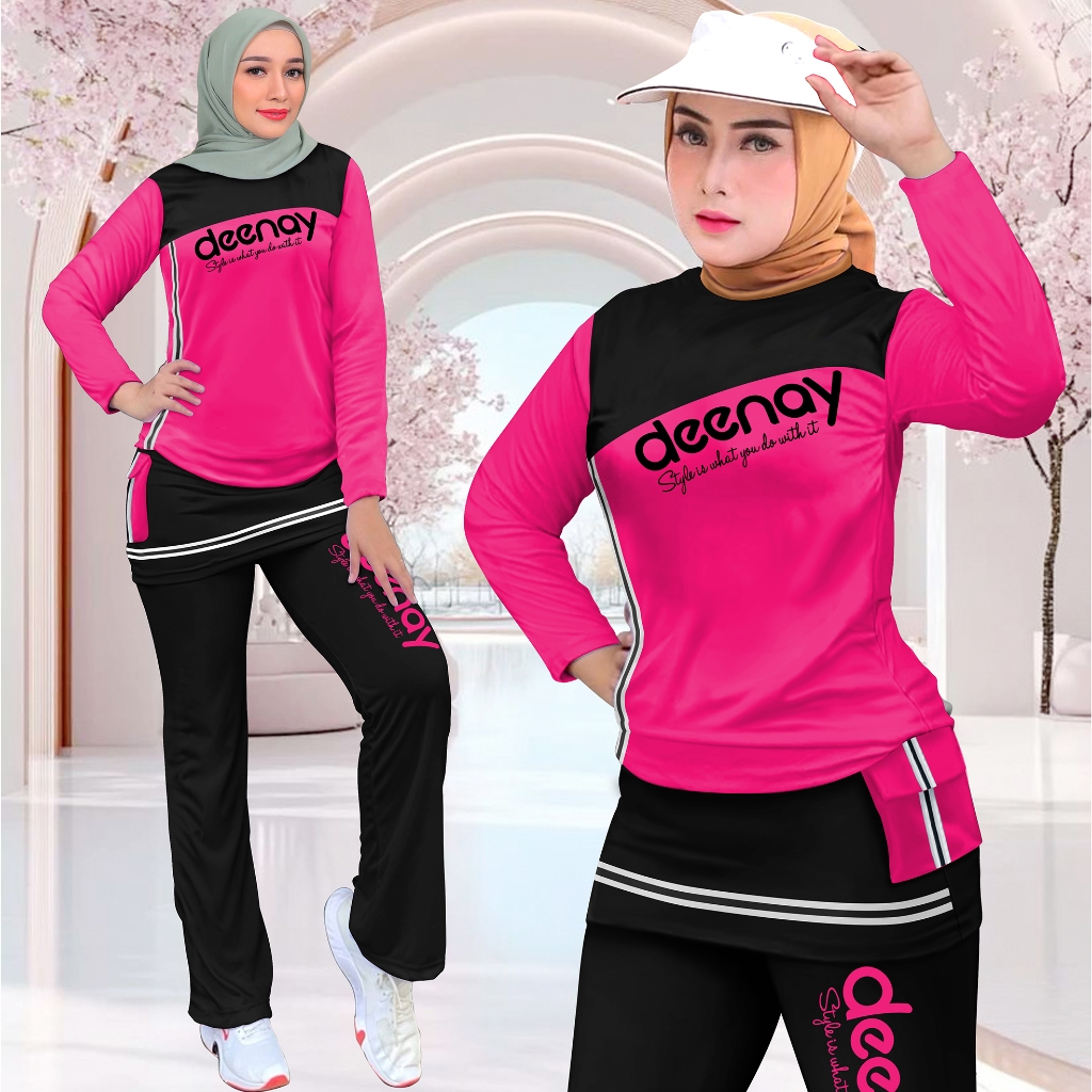 Setelan Olahraga Wanita Kombinasi Rok Celana Cargo Sporty Deenay Set Training Viral Oneset Joging Ru