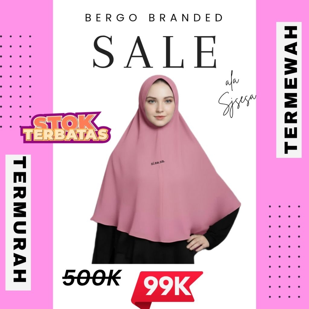 SALE Khimar Bergo Syariah Ala Sisesa by Sjsesa FULL Swarovski Bahan TEBAL PREMIUM