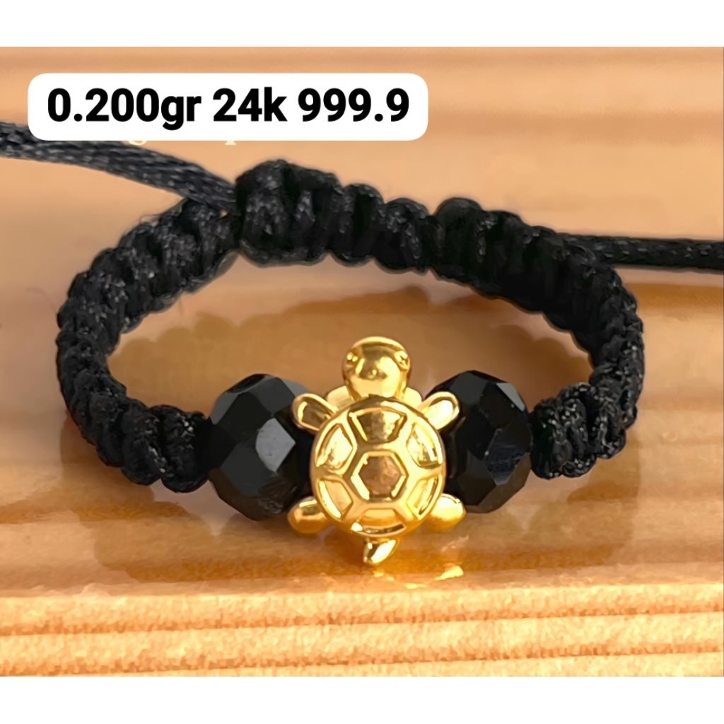 Cincin Emas Asli Kura 24k Hongkong 999.9 Tali