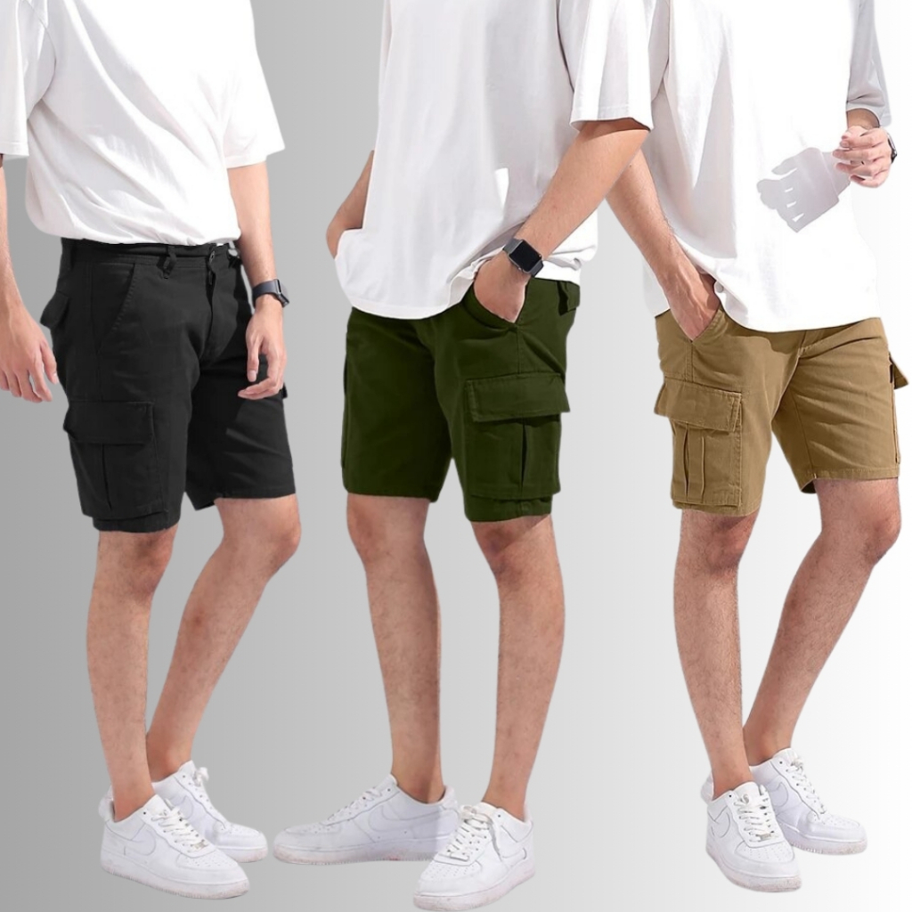 JUXING - Cargo Pendek Pria Matt Fleece Polos