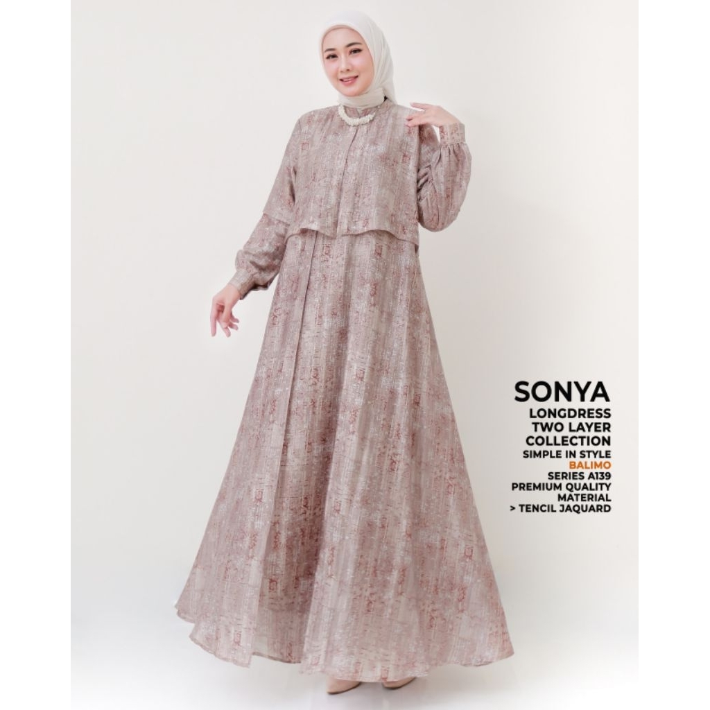 gamis outer 2 layer  by balimo/sonya dress by balimo /dress balimo terbaru
