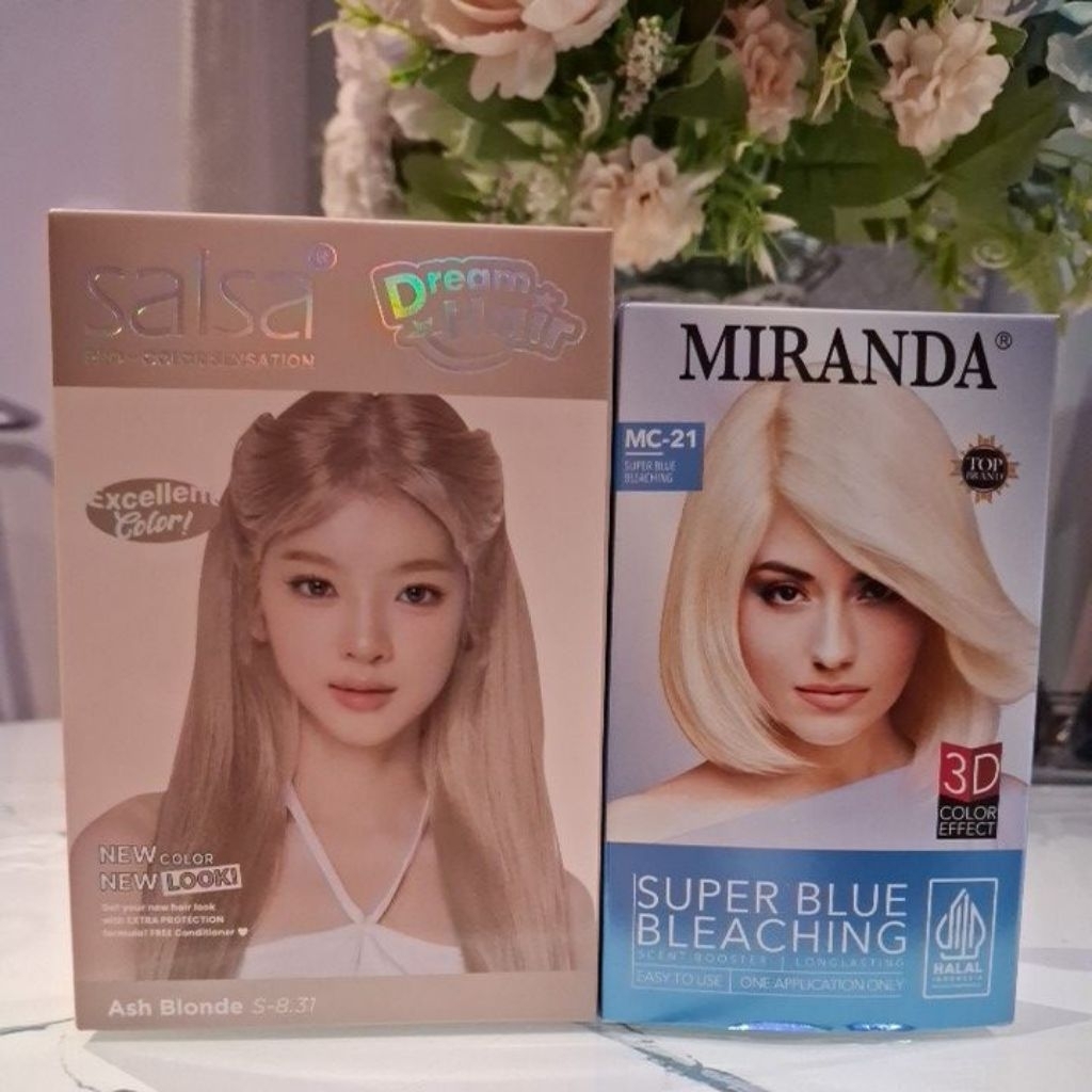 Paket Pewarna Rambut Salsa Ash Blonde + Super Blue Bleaching Mc 21