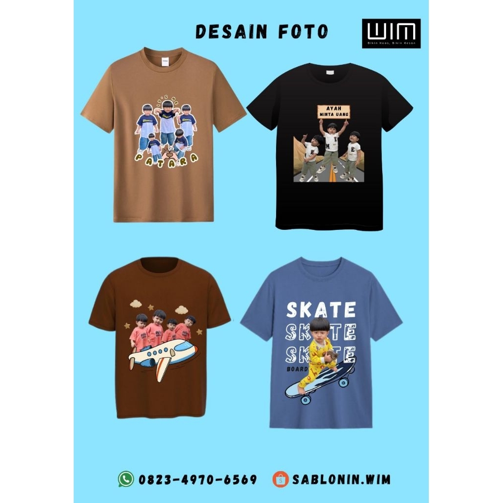 Baju Kaos Custom Sablon Foto Anak-Anak