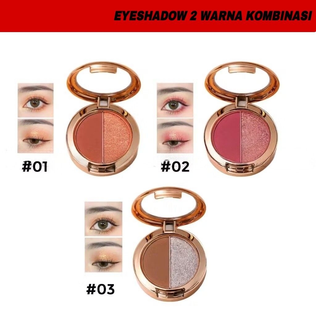 EYESHADOW 2 WARNA KOMBINASI GLITTER SHIMMER MATTE WATERPROOF BEAUTY LIKE KOREAN MAKEUP LA234 5121