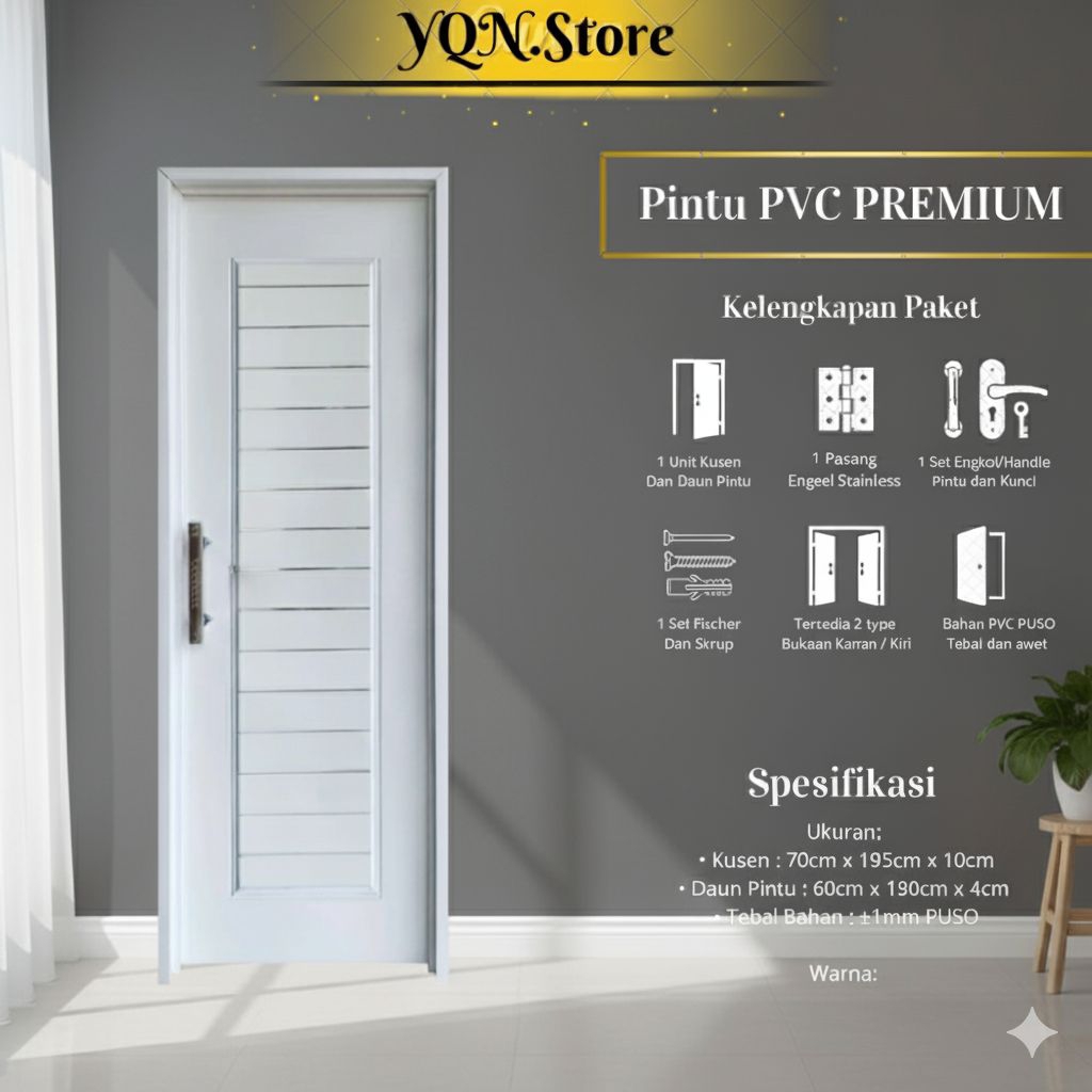 Pintu Kamar Mandi PVC Tebal Desain Minimalis Modern