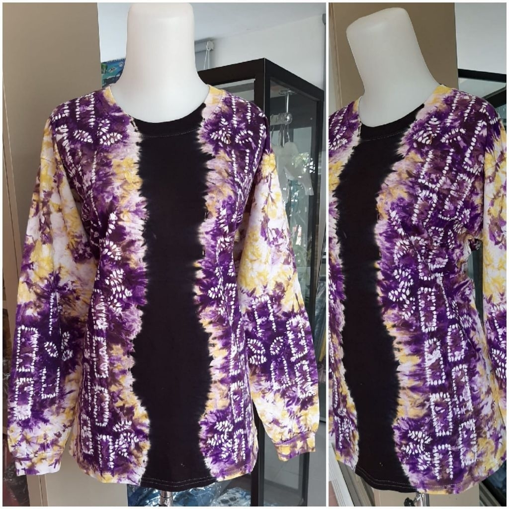 Kaos Kaus Batik Jumputan Motif Sasirangan Handmade Bahan Katun M L XL XXL Cocok Buat Olahraga Senam 