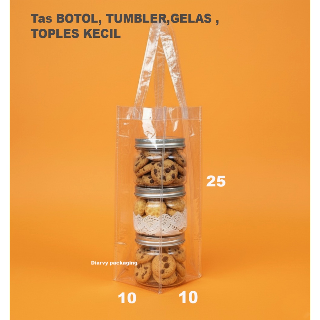 TAS MIKA BENING BOTOL 10x25 | Tas transparan tumbler | Goodie bag souvenir