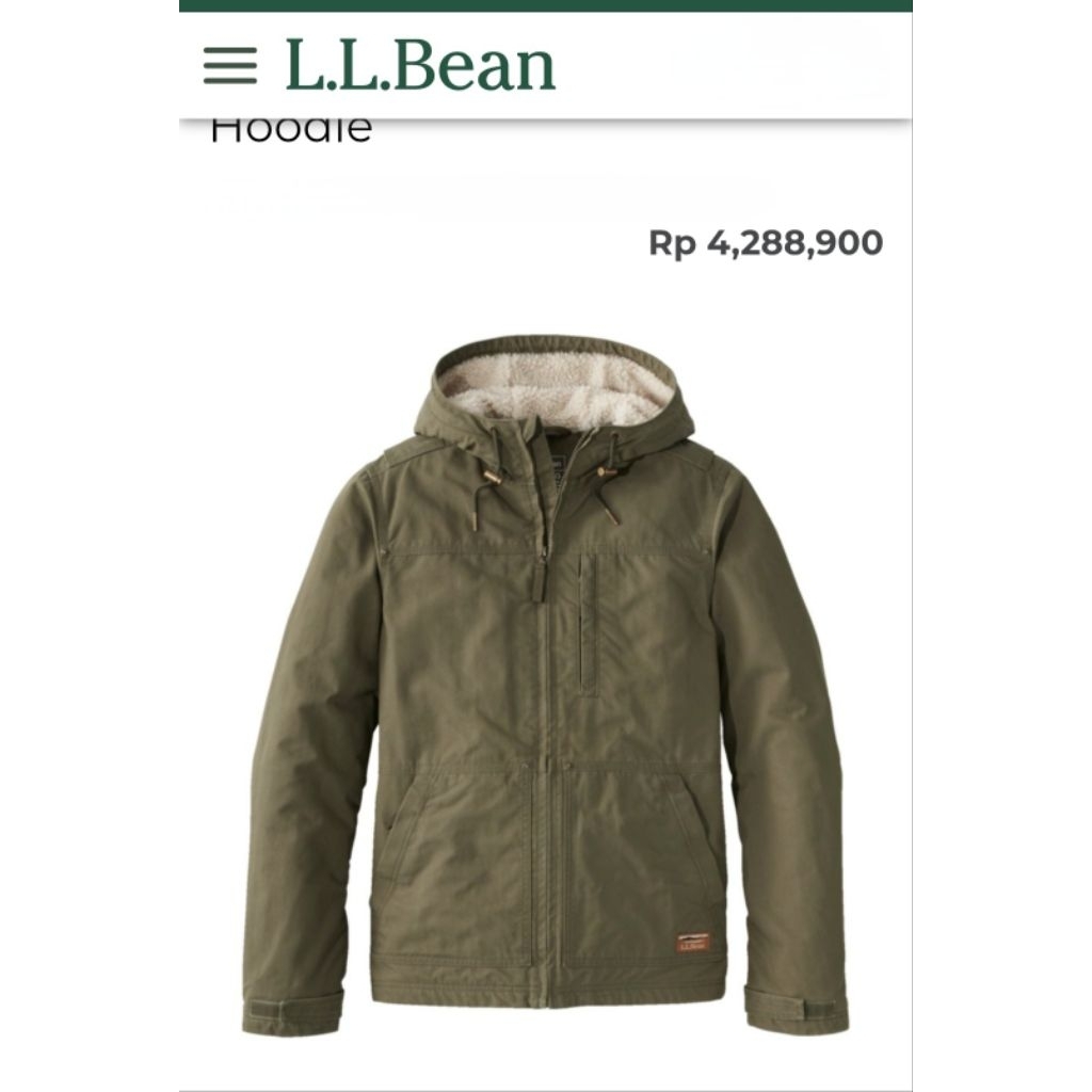 LL BEAN INSULATED UTILITY HODIE JACKET NEW WITH TAG AND POLYBAG ORIGINAL counter