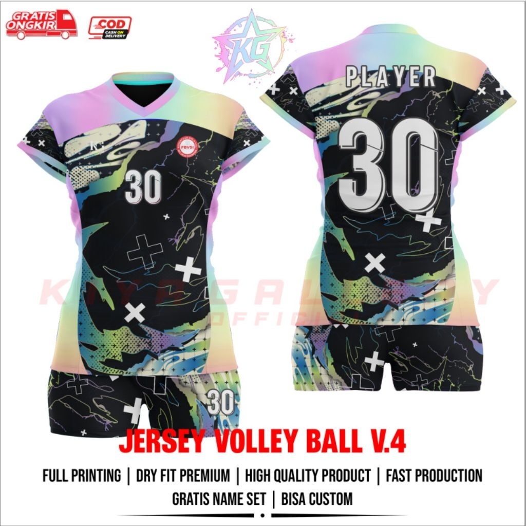 JERSEY BAJU VOLI WANITA V.4 FULL PRINTING GRATIS NAMA DAN NOMOR