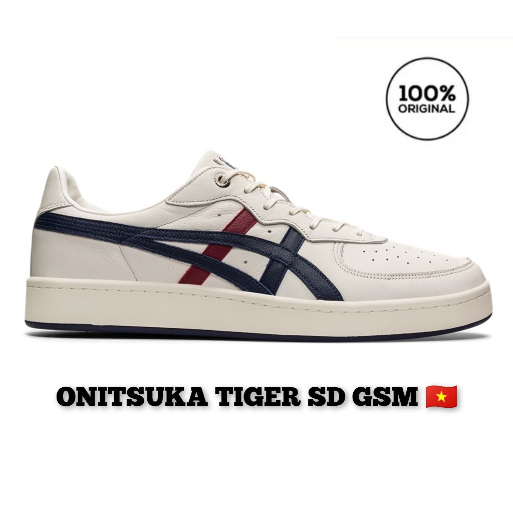 Sepatu Wanita Dan Pria - Gsm Super Deluxe - Gsm SD Cream Navy Red Original Onitsuka Tiger