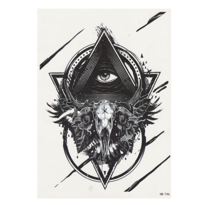 TATO TEMPORER TRIANGLE ILUMINATI EYE Temporary Tatoo palsu sticker