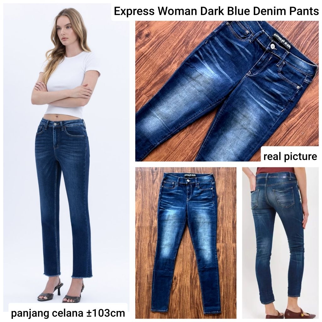 Celana Panjang jeans Wanita Express Woman Dark Blue Denim Pants
