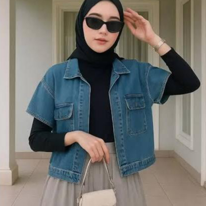 OUTER DENIM JEANS WANITA / ATASAN ROMPI WANITA TANPA LENGAN / VEST DENIM