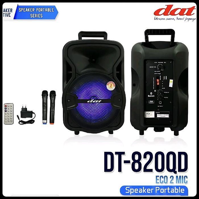 Speaker Portable DAT DT-820 8inch (Free 2 Mic Wireless)
