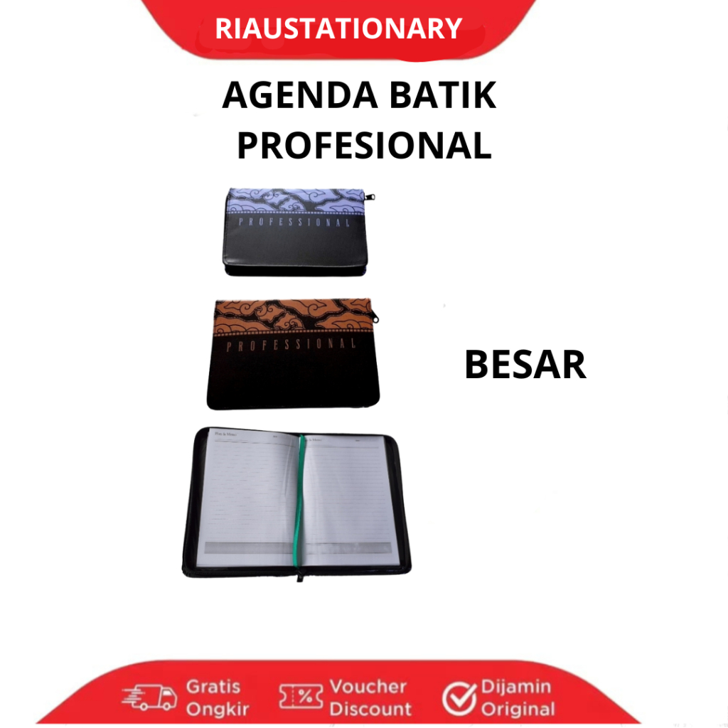 Agenda resleting profesional besar / agenda kulit resleting