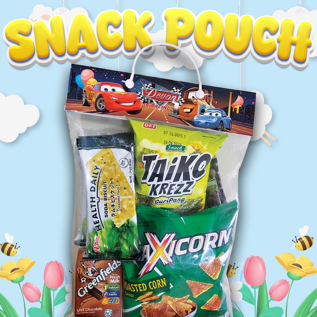 Plastik Snack Ulang Tahun / Snack Pouch Ulang Tahun / Tas Snack Ulang Tahun (isi 6 pcs)