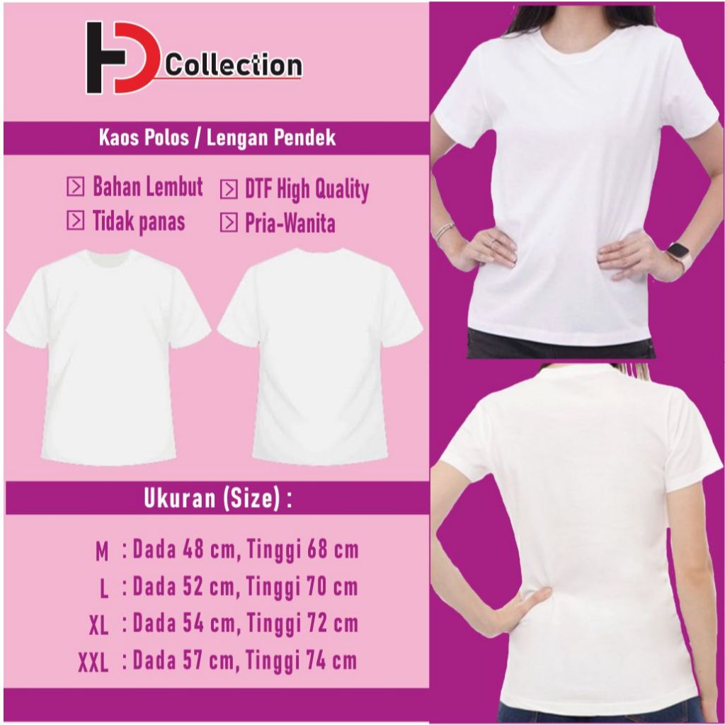 KAOS CEWEK/KAOS PUTIH/KAOS POLOS/KAOS LENGAN PENDEK