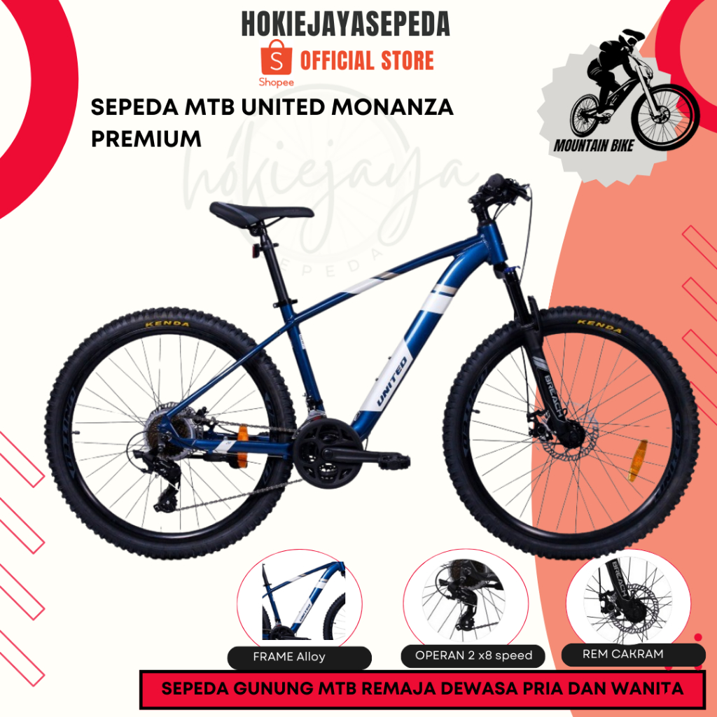 Sepeda Gunung UNITED MONANZA Dewasa dan Remaja I Frame Alloy - Operan 24 Speed - Rem Disc brake