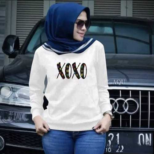 KAOS ATASAN WANITA LENGAN PANJANG DEWASA TRENDY MOTIF XOXO