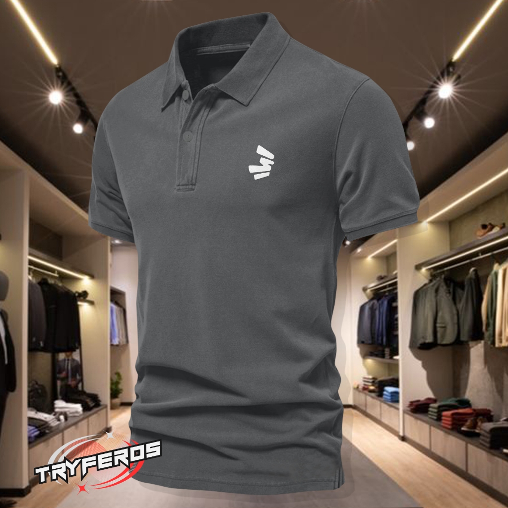 T-Shirt Kaos Polo Kerah Logo 3 second Putih Kaos Polo T-Shirt Denim Premium Quality Unisex seragaman