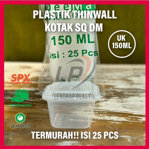 (INSTANT) Per Dus DM Thinwall Persegi Square (SQ) Sedang / Kotak makan 150ml, 250ml