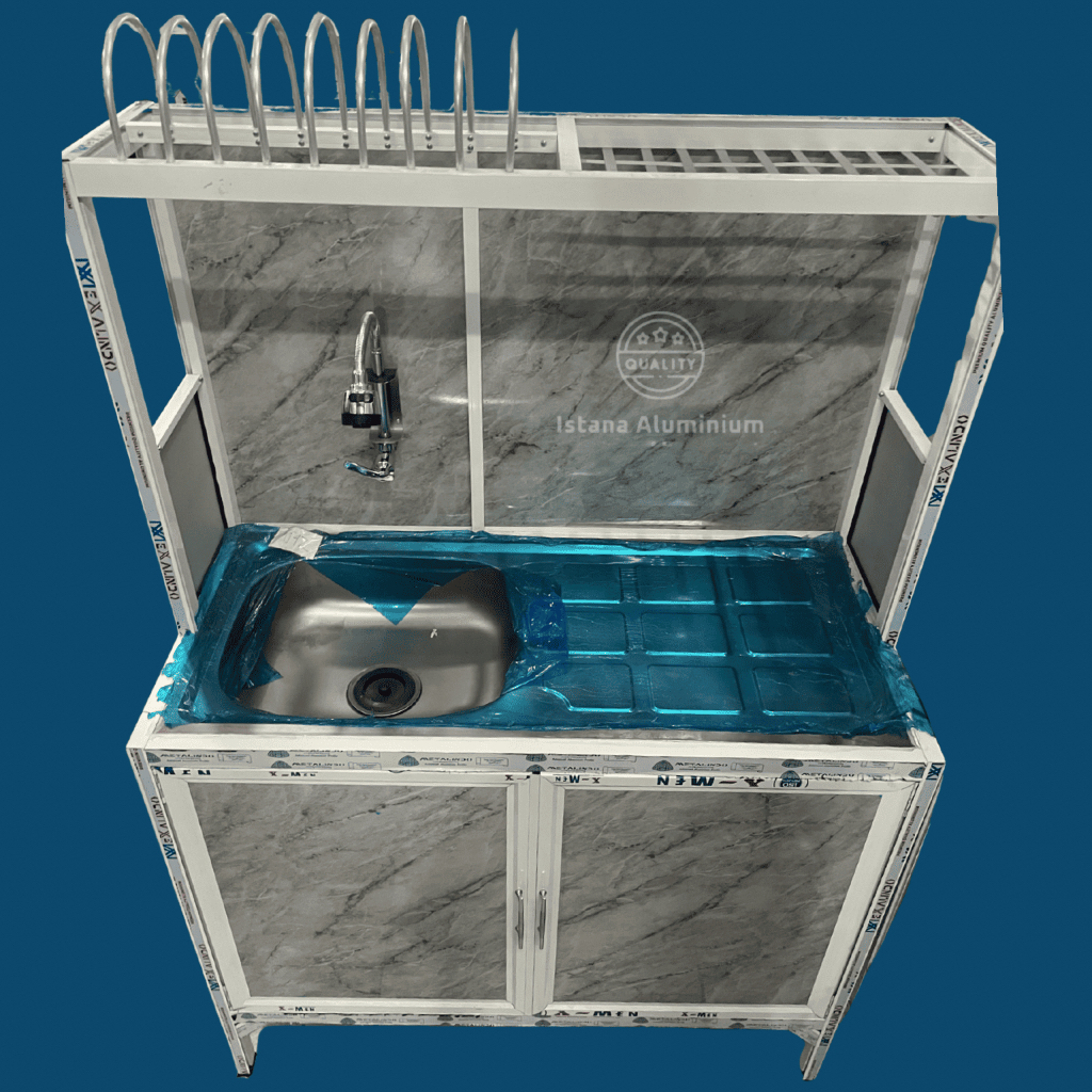 Lemari Rak Piring Wastafel Dapur Dengan Kabinet