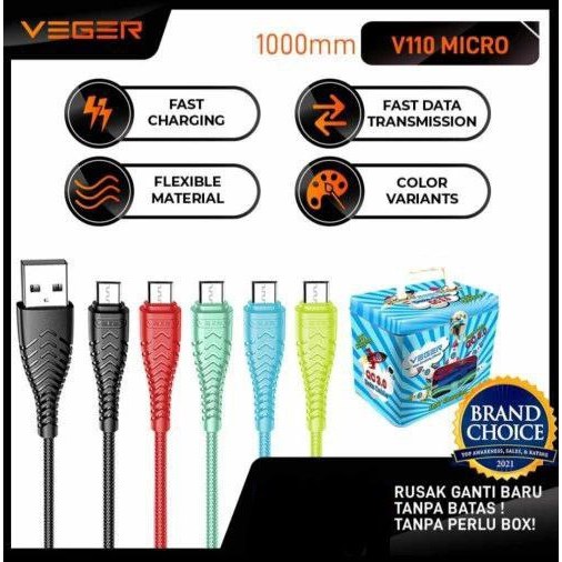 KABEL DATA BIJIAN VEGER V110 MICRO | ORIGINAL | FAST CHARGING