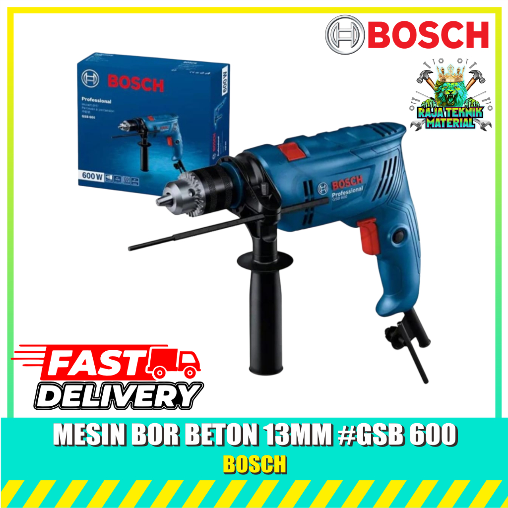 BOSCH Mesin Bor Tangan Listrik Beton 13mm GSB600 - Bosch Bor Beton 13 mm GSB 600
