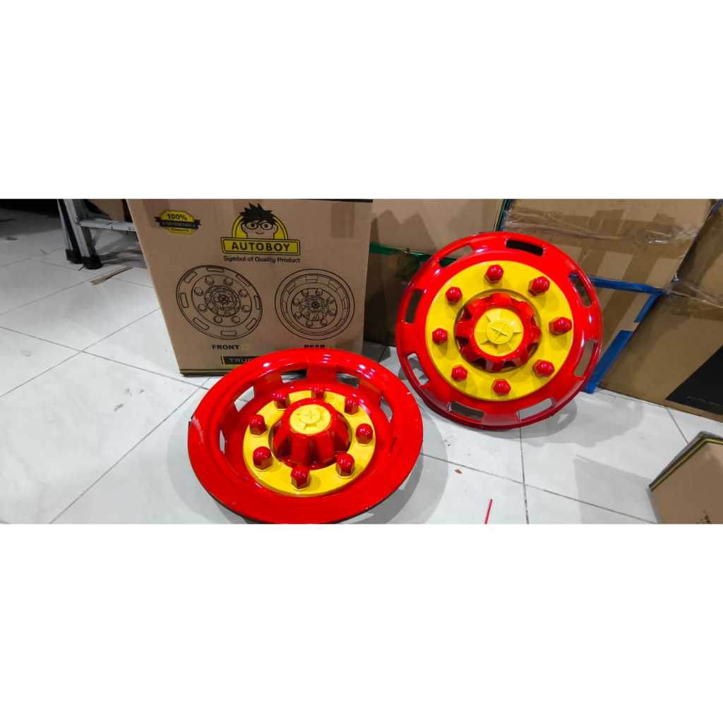 Cover Dop Velg Baut 8 Ring 16 Truk Truck Canter Fuso 4 pcs Warna Merah Kuning