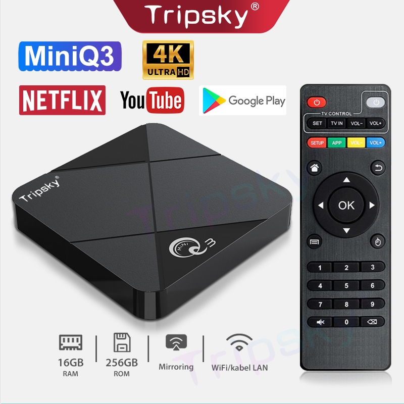Tripsky Miniq3 Android Tv Box Android 14.0 Os Support Mirror 4K Hd Smart Tv Box