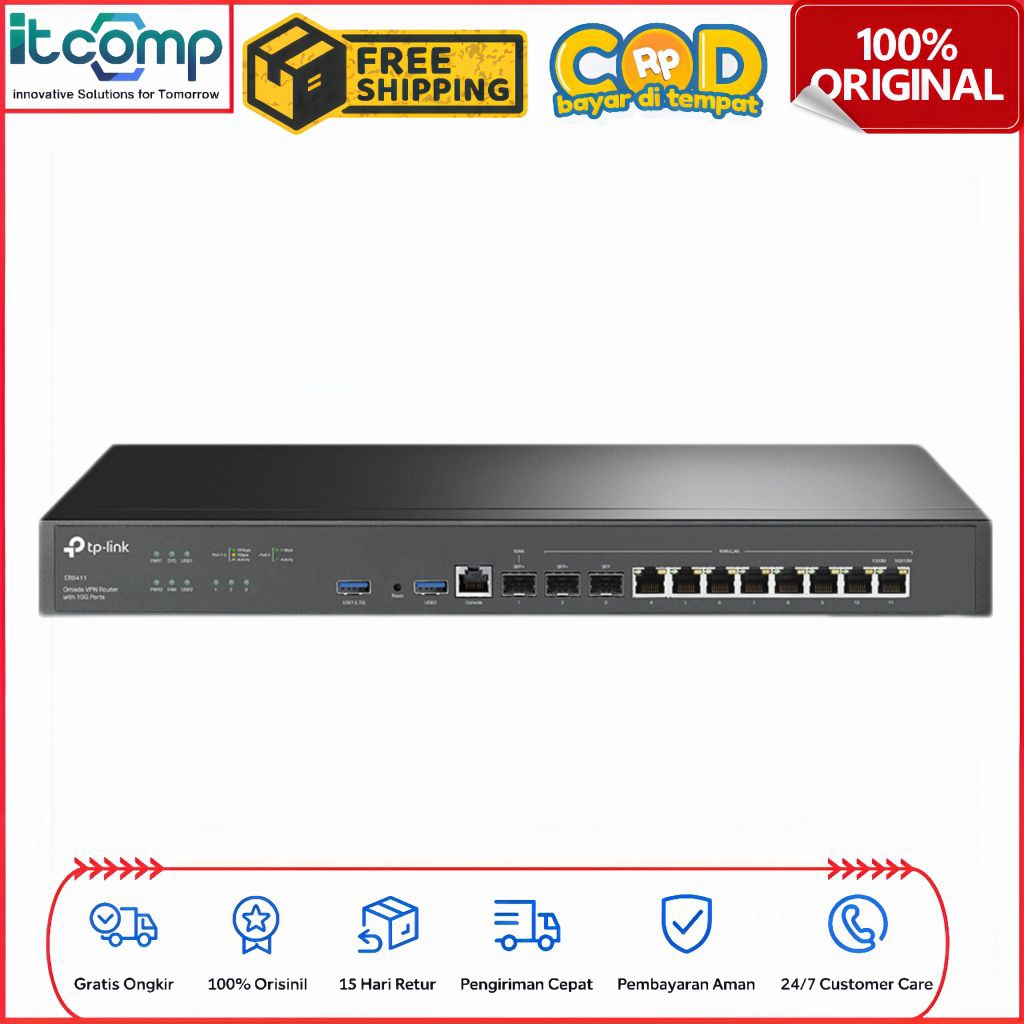 TP-Link ER8411 Omada 3 Port 10G SFP+ + 8 Port Gigabit + 2 Port USB 3.0 Combo Gigabit VPN Gateway Rou