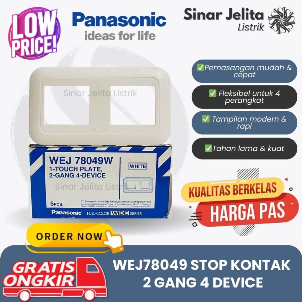 Stop Kontak Double Universal Putih PANASONIC WEJ 78049 - 2 Gang 4 Device Cover Saklar & Stop Kontak