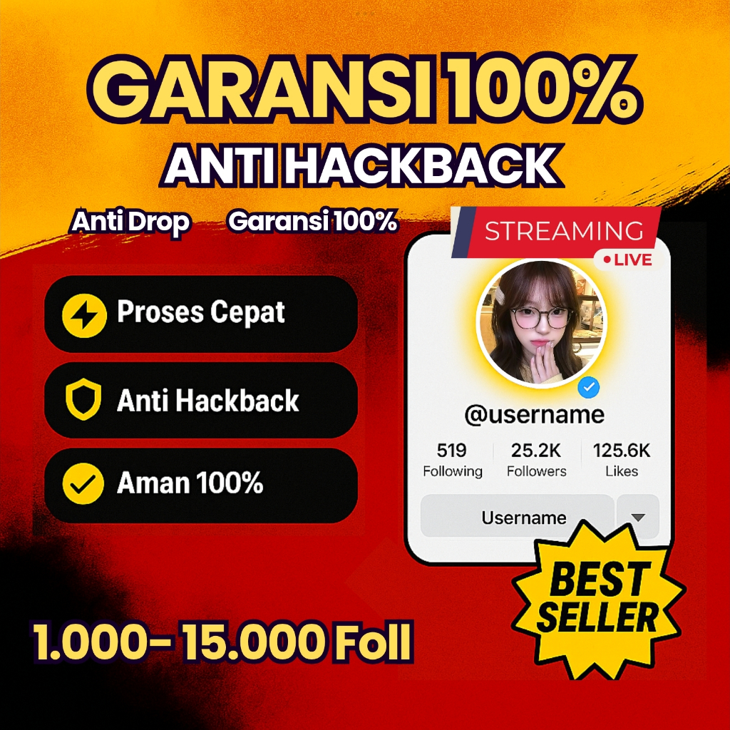 Akun Tiktok Follower 1.000 - 15.000 Foll Real Indonesia Bisa Live Permanen Garansi 100% Uang Kembali