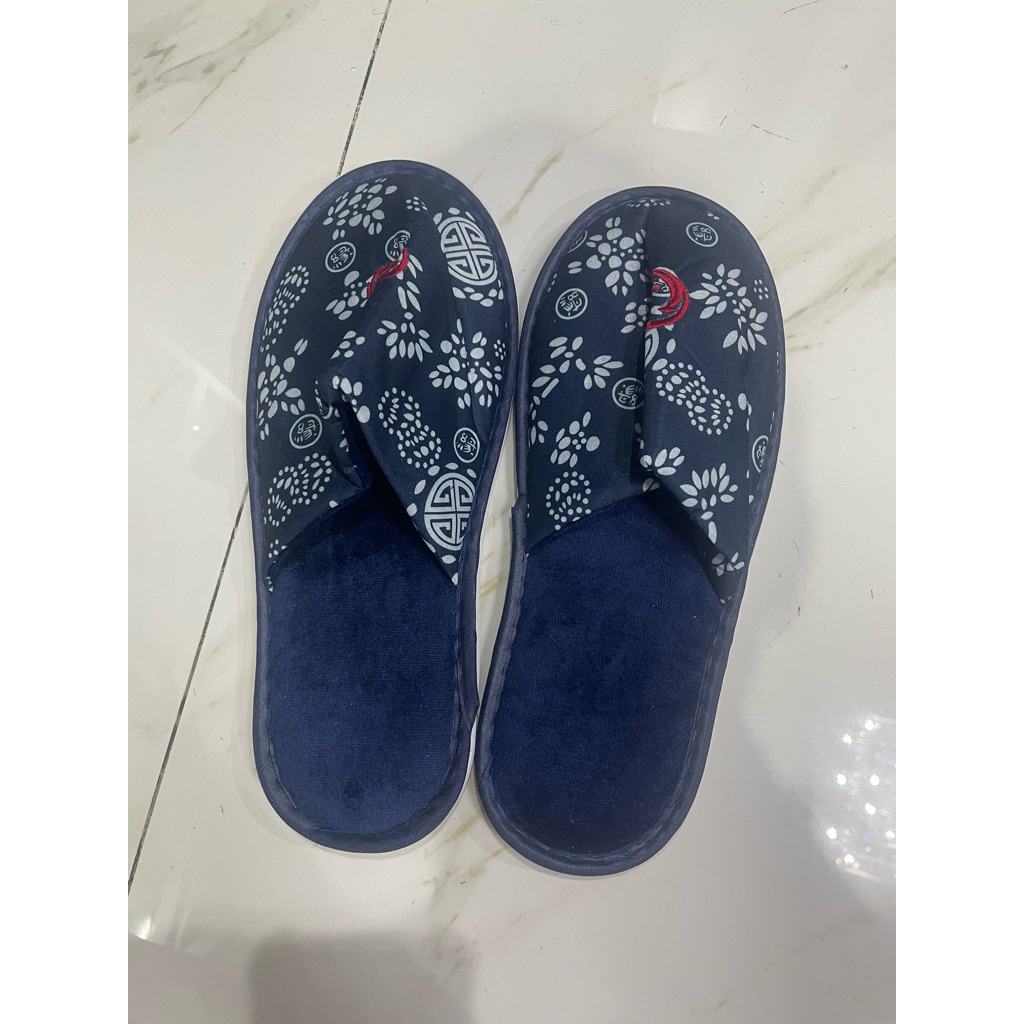 sandal rumah selop busa lapis kain motif