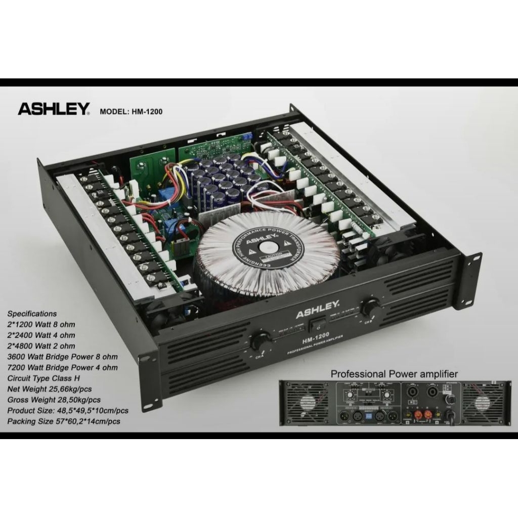 Power Amplifier Ampli ASHLEY HM1200 HM 1200 4800 Watt Subwoofer Original
