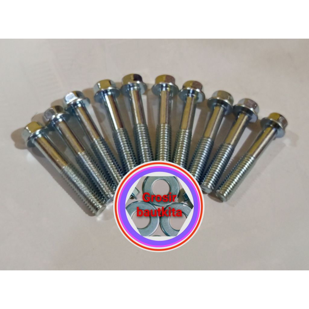 1SET..BAUT8.. BAUT CVT, BAUT BLOK MESIN MOTOR METIC NMX PANJANG 3,5CM , BAUT FLANG M6*30mili, HARGA 