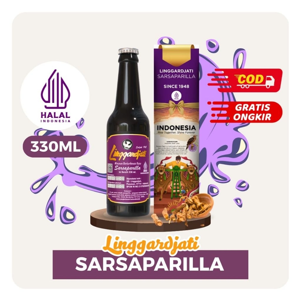 Limun Soda Linggarjati Sarsaparilla 330ml | Linggardjati Halal Termurah