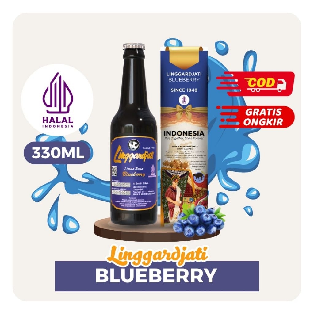 Limun Soda Linggarjati Blueberry 330ml | Linggardjati Halal Termurah