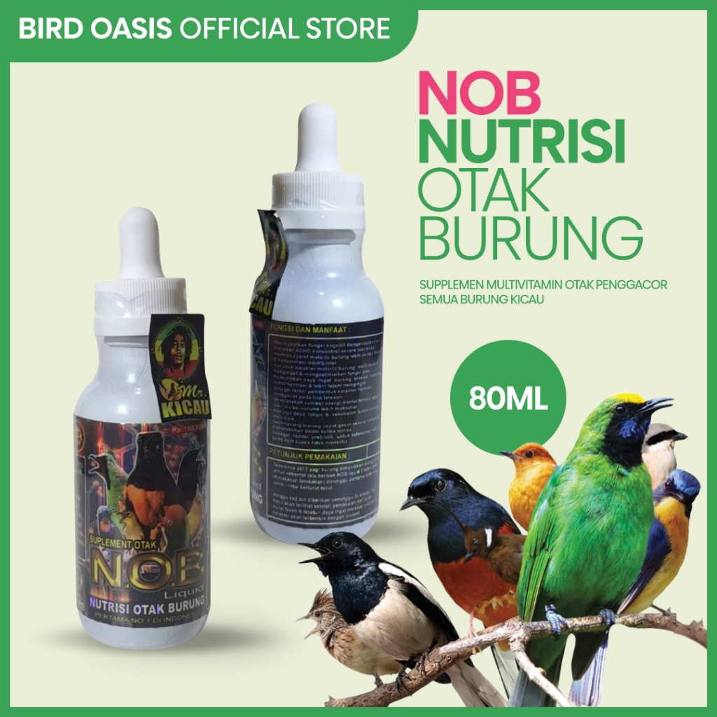 [BEST SELLER] NOB Nutrisi Otak Burung 80ml Supplemen Multivitamin Otak Penggacor Semua Burung Kicau