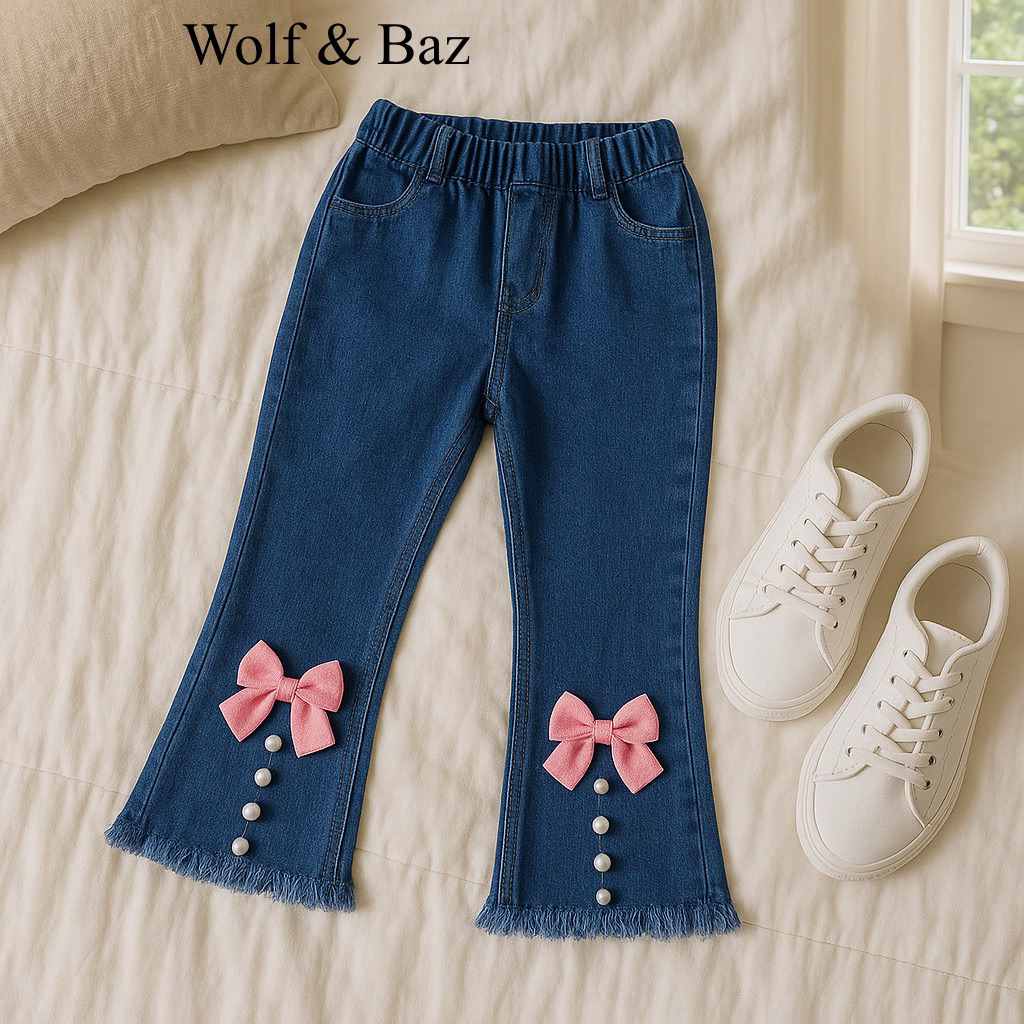 Wolf & Baz Celana Jeans Anak Perempuan Usia 1–10 Tahun Import