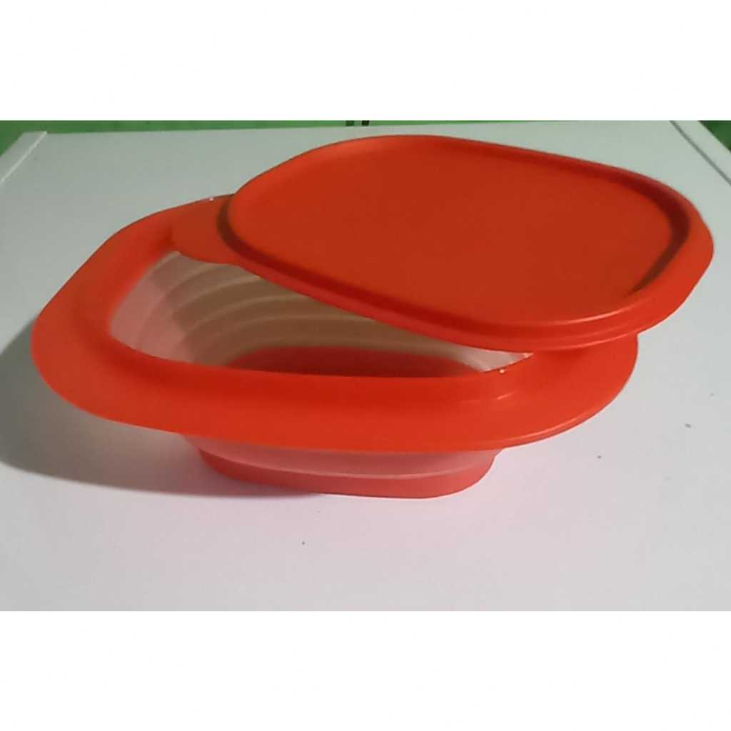 Jual Tupperware GoFlex Rectangular Tempat Wadah Piring Mangkok Lipat Portable Makanan Warna Merah 85
