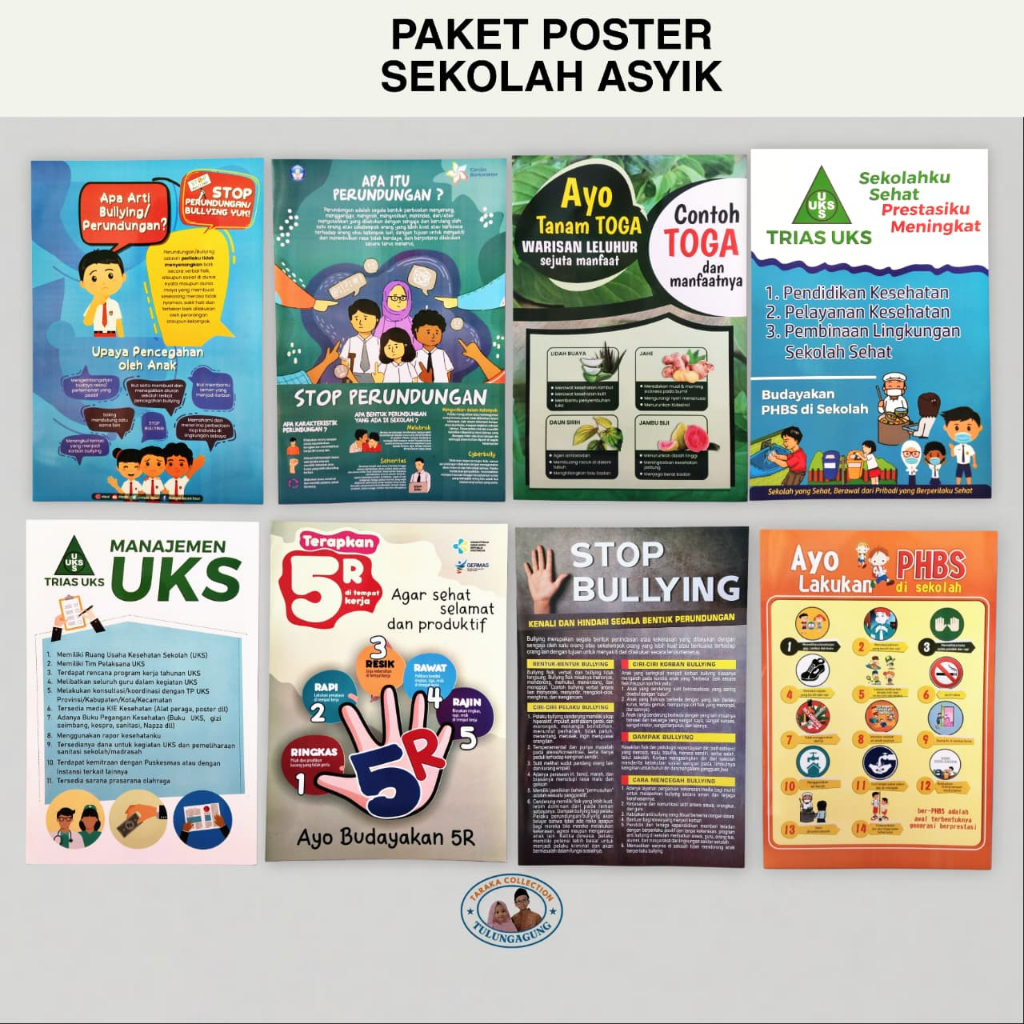 Paket 8 Poster Sekolah Asyik | Poster Sekolah | Poster Edukasi