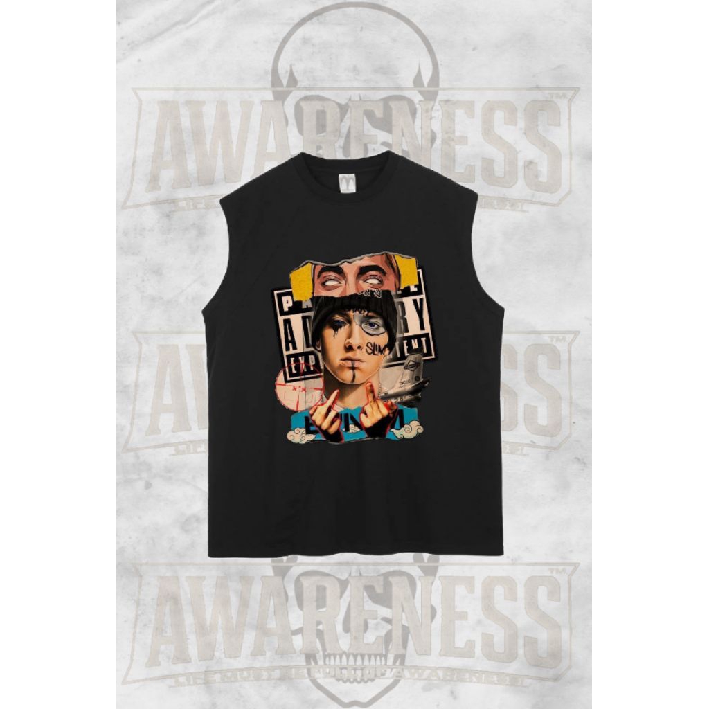 AWARENESS- Tshirt singlet lekbong pria kekinian EMINEM(2) hitam keren