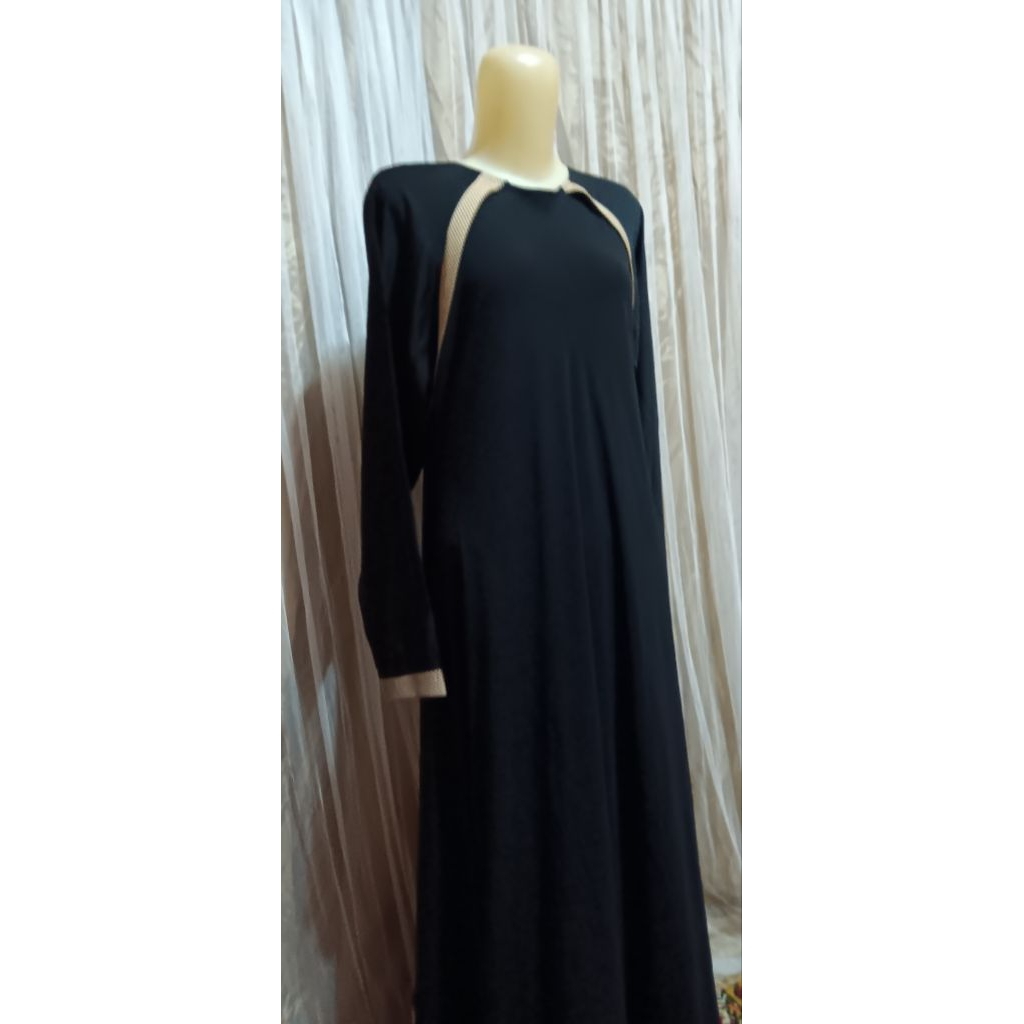 Abaya hitam list coklat super mayung ori