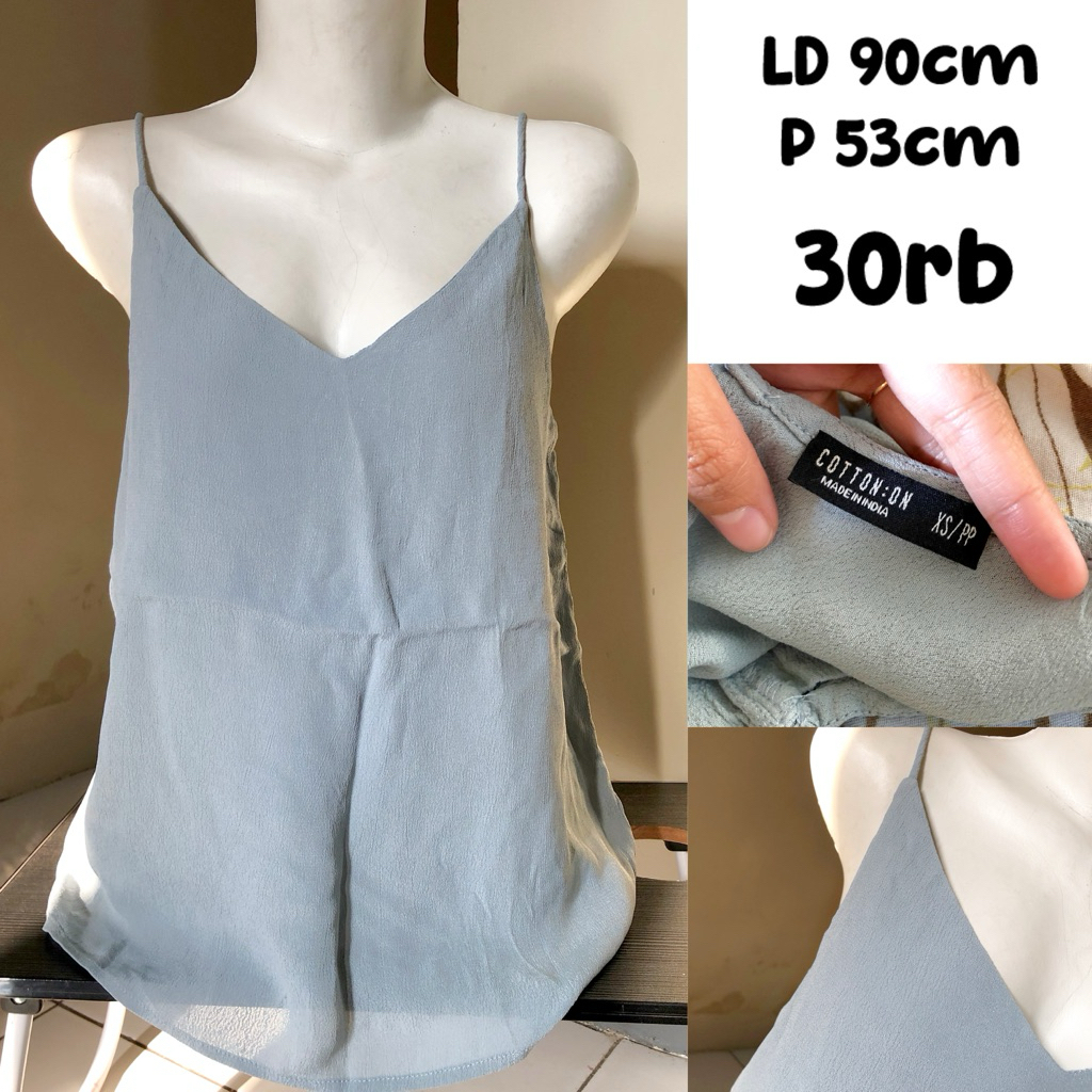 Cott*n On tanktop v neck blouse soft blue basic formal