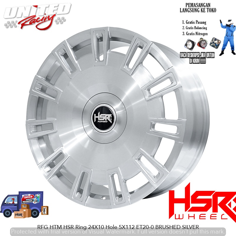 JUAL VELG MOBIL BARU HSR RFG HTM FORGED R24 PCD 5X112 (Bisa Custem Velg) Brushed Silver